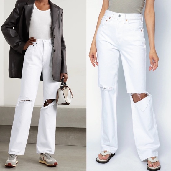 NWT Redone Originals 90s High Rise Loose in White With Rips - Picture 2 of 10